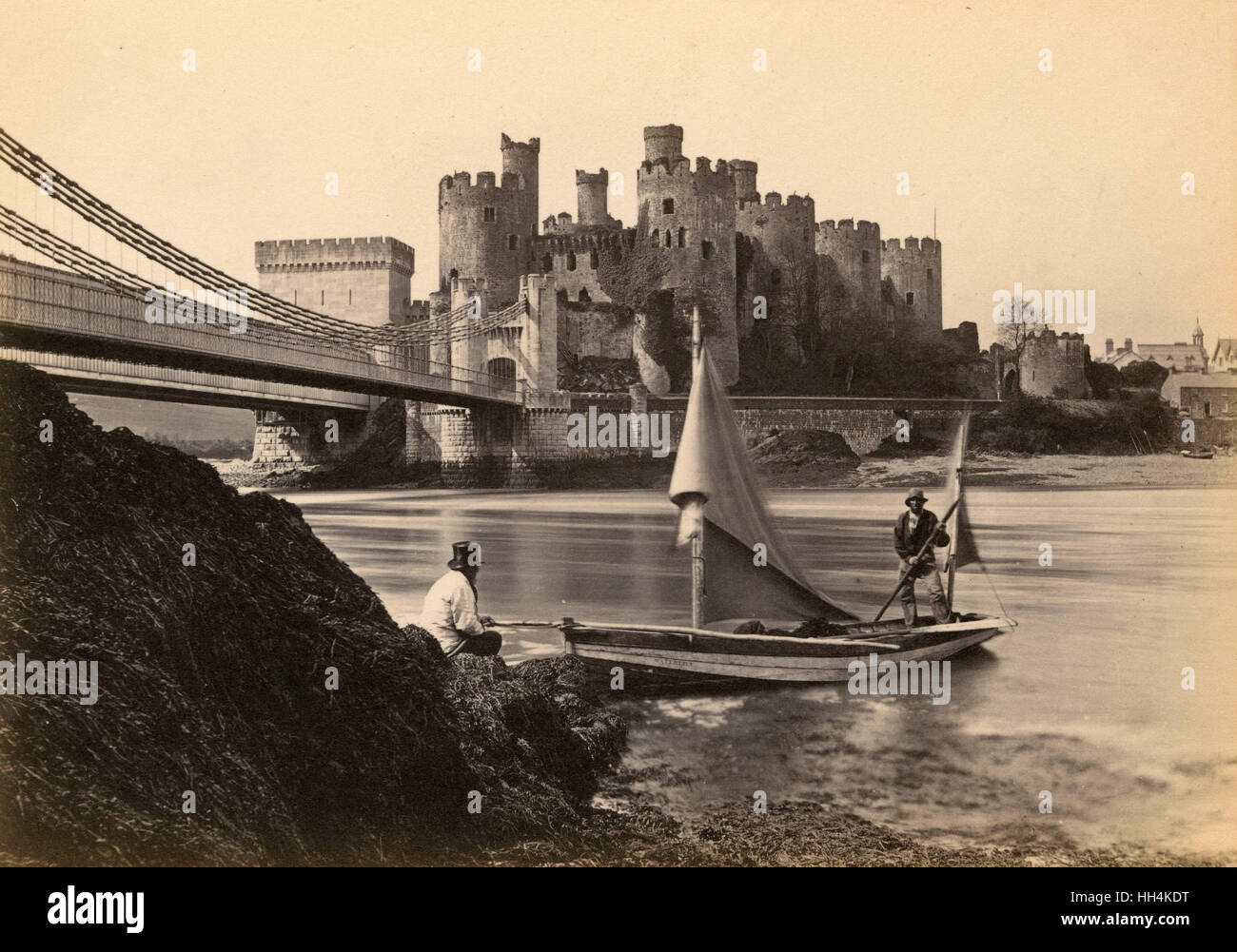 Conwy Castle Galles - dal luogo di sbarco Foto Stock