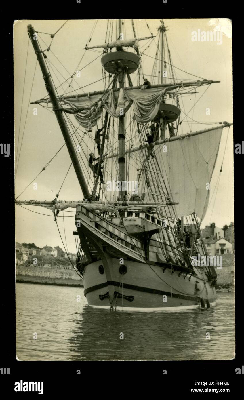 Mayflower II nave a vela, una replica della nave originale utilizzato dai Padri pellegrini per raggiungere l'America nel XVII secolo. Essa fu costruita nel Devon, in Inghilterra, nel mid-1950s. Foto Stock