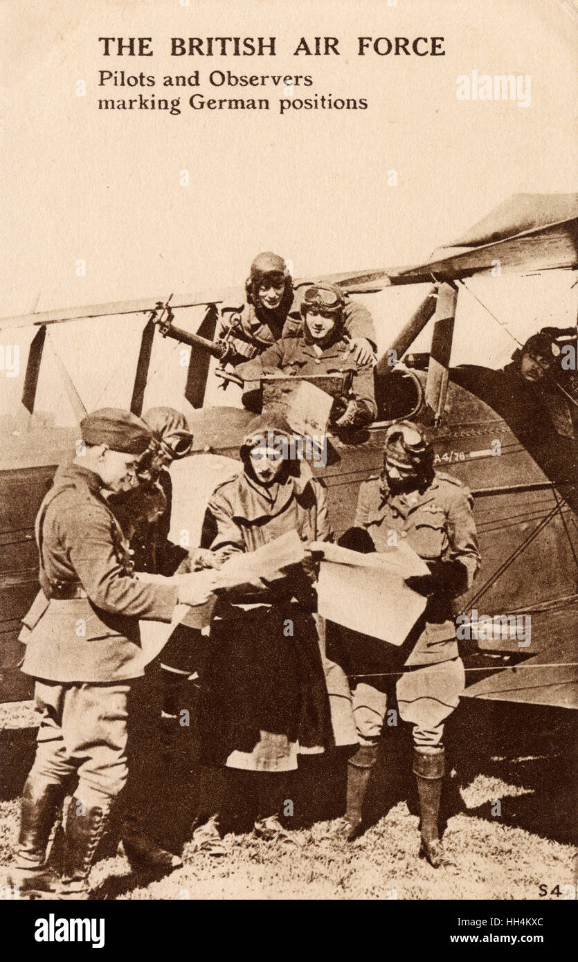 WW1 - Royal Air Force - piloti e osservatori segnano gli obiettivi Foto Stock