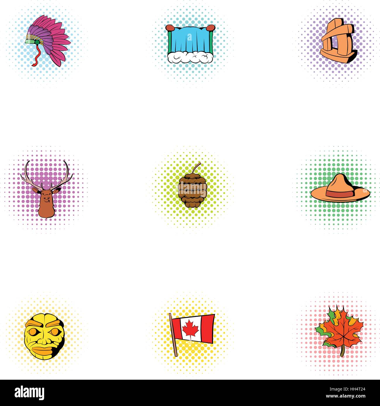 Vacanze in Canada set di icone, pop-art style Illustrazione Vettoriale