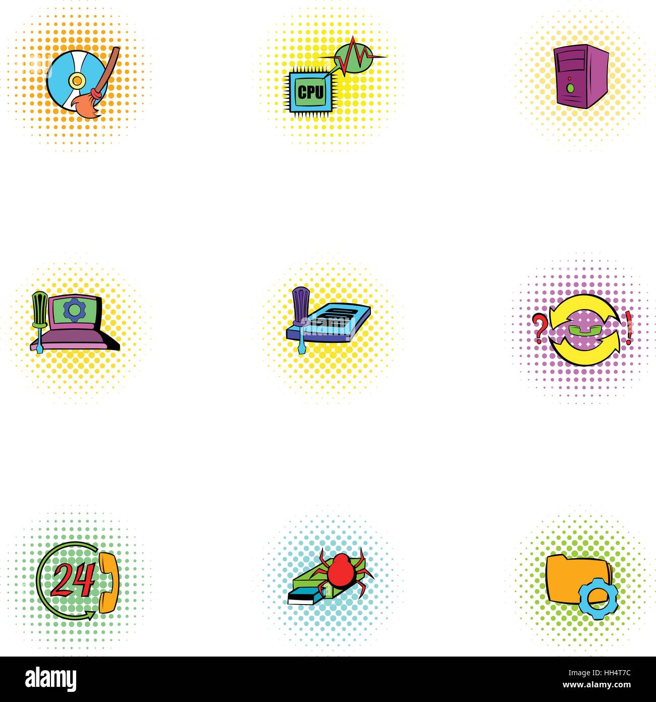 Hacker set di icone, pop-art style Illustrazione Vettoriale