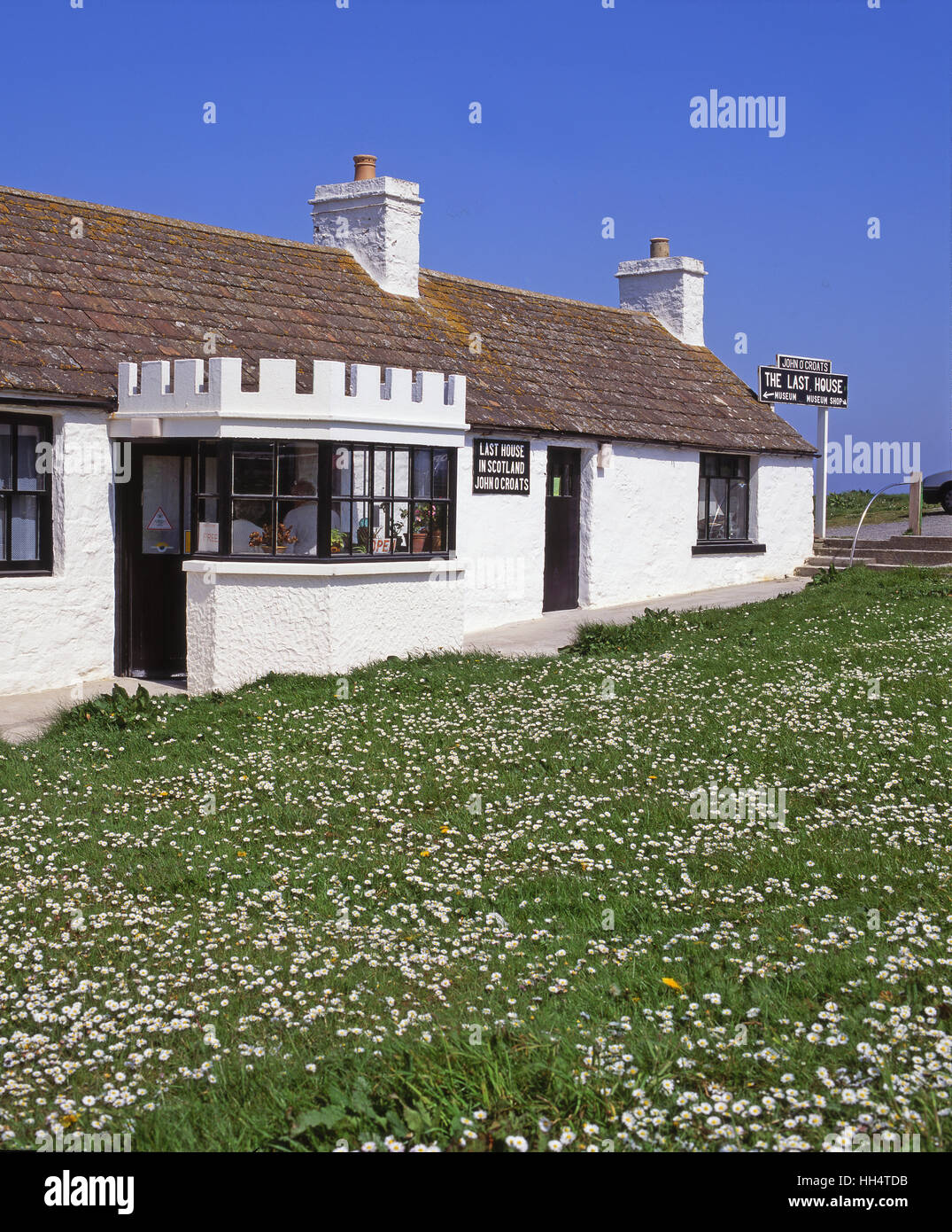 L'ultima casa in Scozia, John O Groats, Scozia Foto Stock