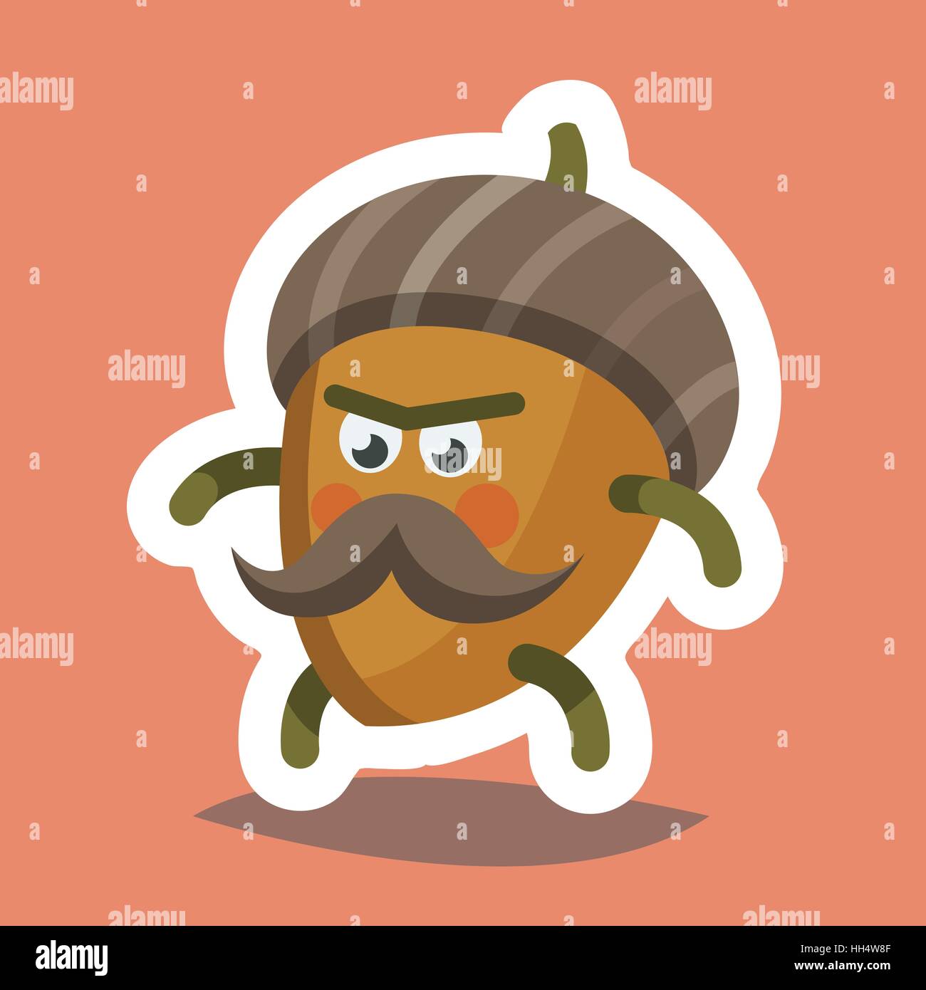 Illustrazione Vettoriale emoji emoticon icona sul tema delle vacanze d'autunno. Autunno emoticon felice giorno del ringraziamento. Cheeky dado Illustrazione Vettoriale