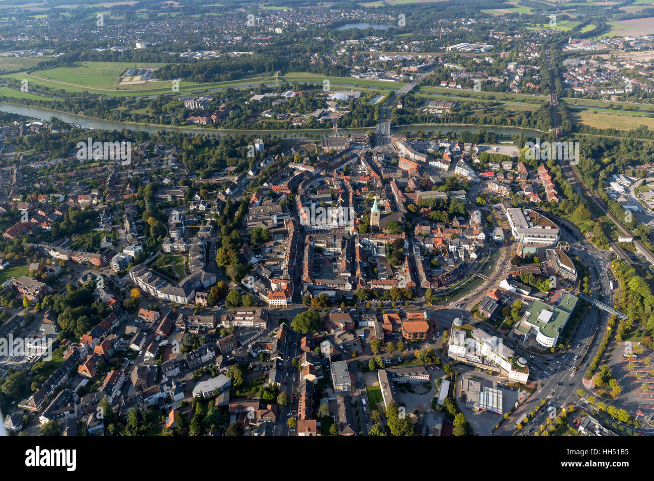 Dorsten center, centro storico, strade parete, Dorsten, la zona della Ruhr, Renania settentrionale-Vestfalia, in Germania, in Europa, gli uccelli occhi vista, Foto Stock