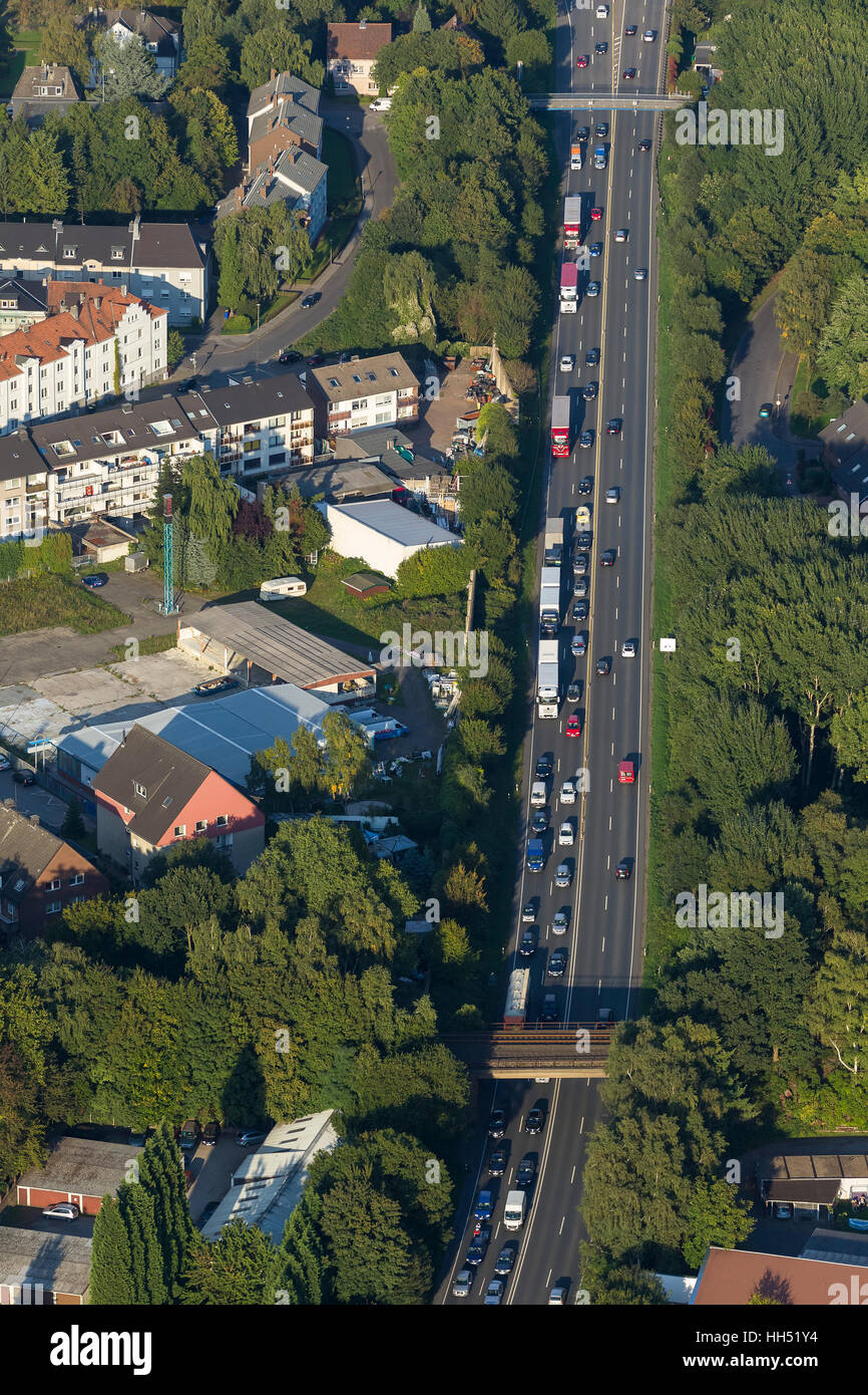 B224 autostrada federale nella città Gladbeck, Gelsenkirchen, zona della Ruhr, Renania settentrionale-Vestfalia, Germania, Europa foto aerea, Foto Stock