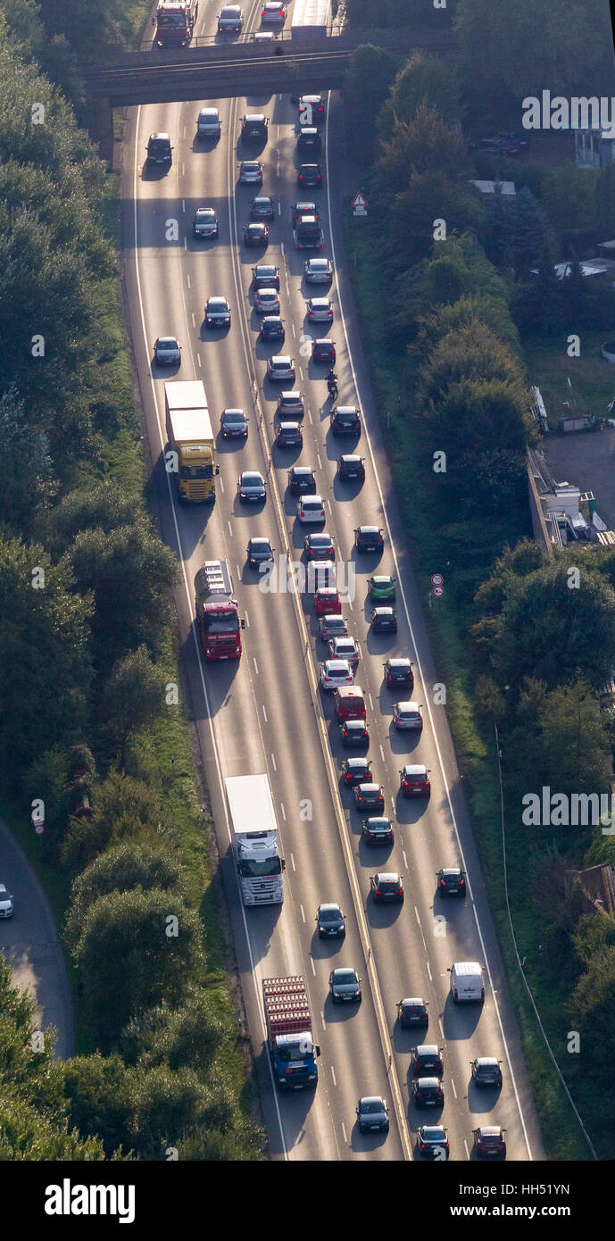 B224 autostrada federale nella città Gladbeck, Gelsenkirchen, zona della Ruhr, Renania settentrionale-Vestfalia, Germania, Europa foto aerea, Foto Stock