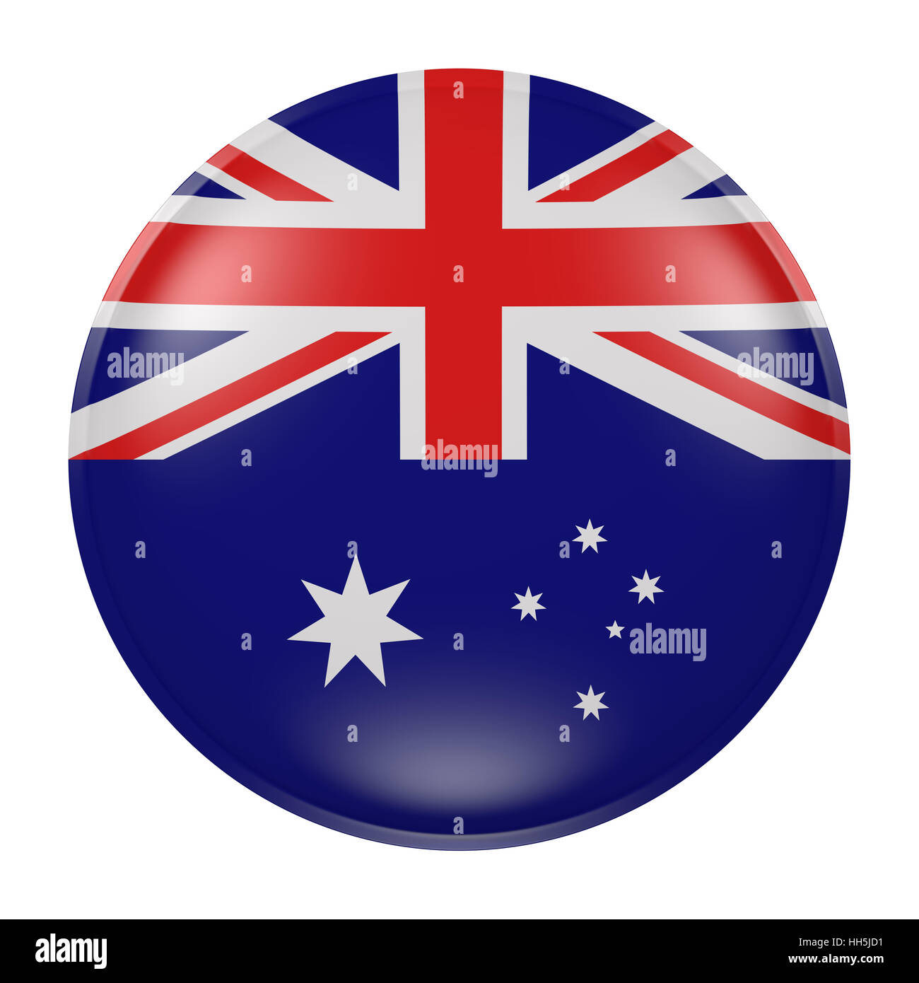 3D rendering di una bandiera dell'Australia su un pulsante Foto Stock