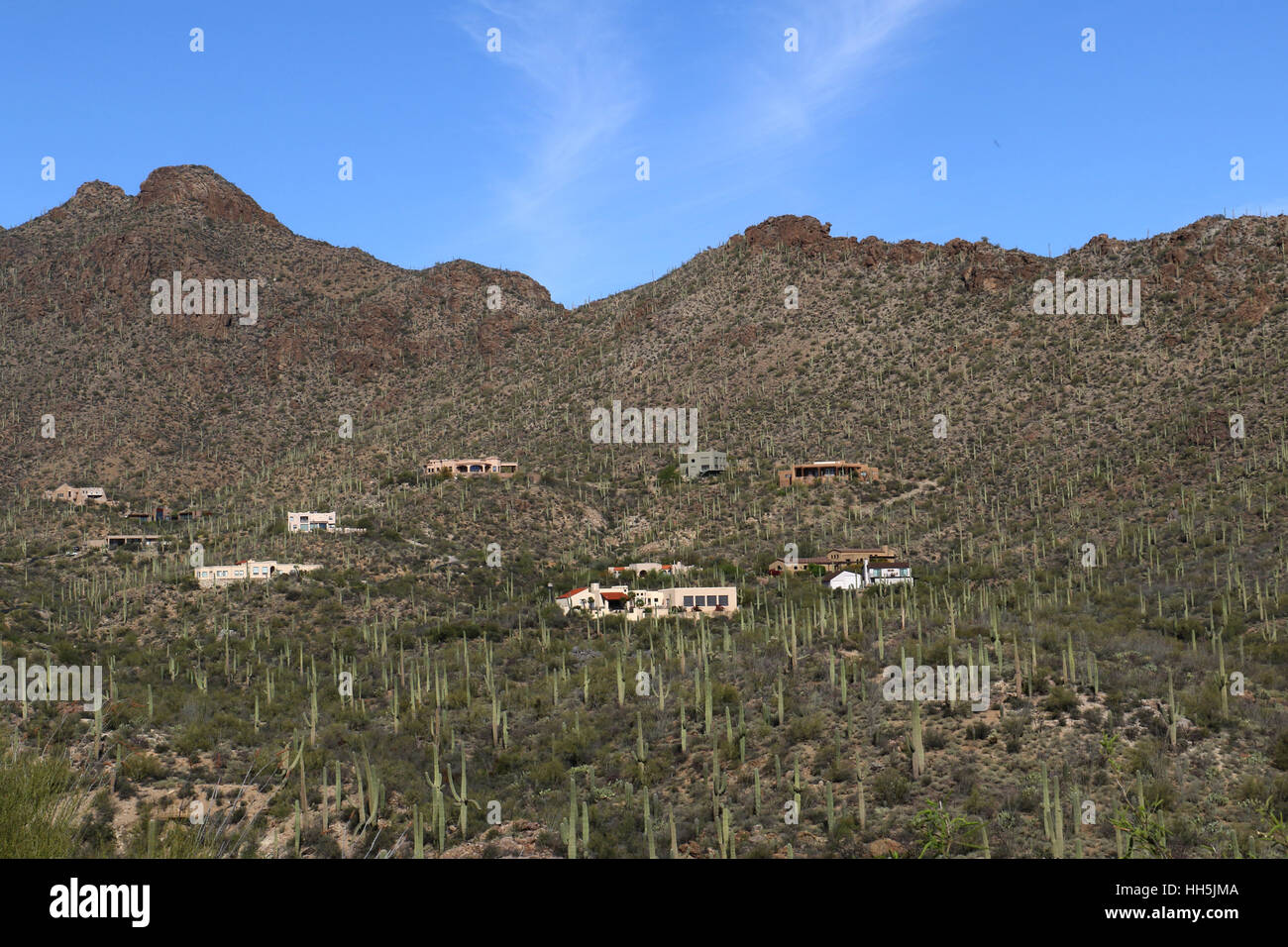 Case di montagna nel deserto Sonoran Tuscon Arizona Foto Stock