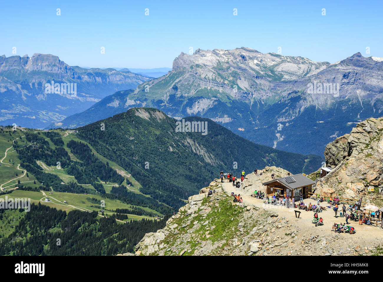 Escursioni sul massiccio del Monte Bianco nelle Alpi francesi Foto Stock