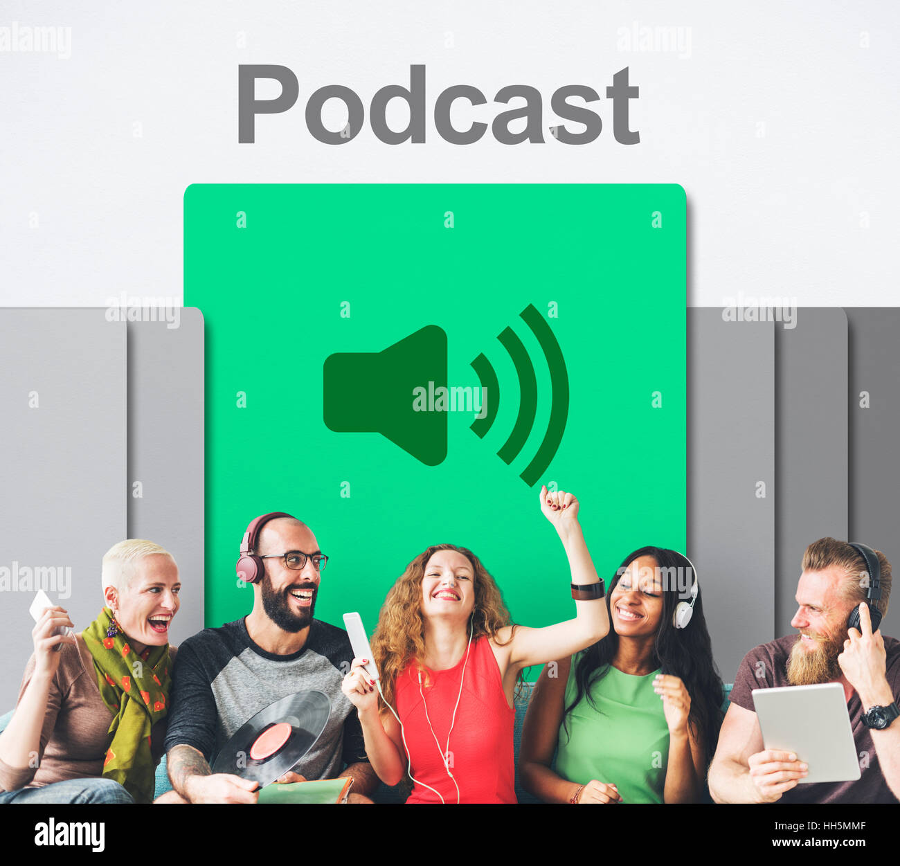 Podcast Audio Musica Multimedia Broadcast Concept Foto Stock