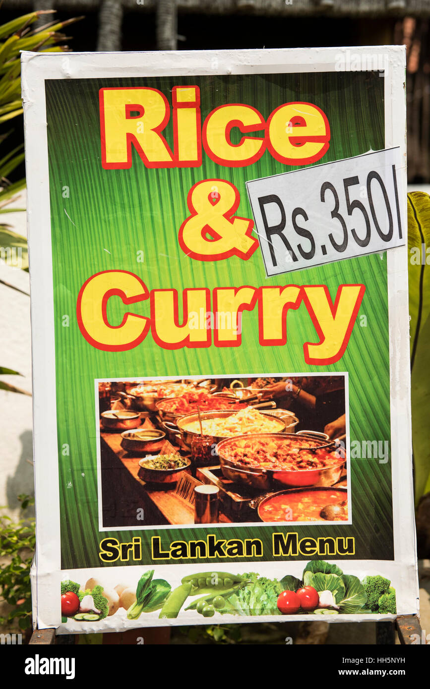 Riso&Cury, Sri Laka alimentari nazionali, Hikkaduwa, Sri Lanka Foto Stock