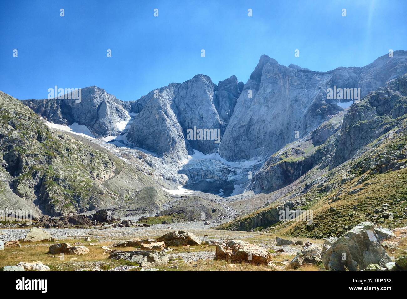 Glacier des Oulettes, alla testa della Vallée de Gaube, Pirenei francesi. Foto Stock