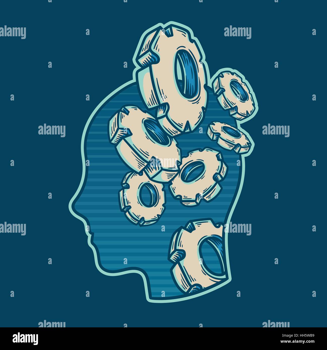 Analizzare lo sviluppo della strategia di concetto di visione Illustrazione Vettoriale