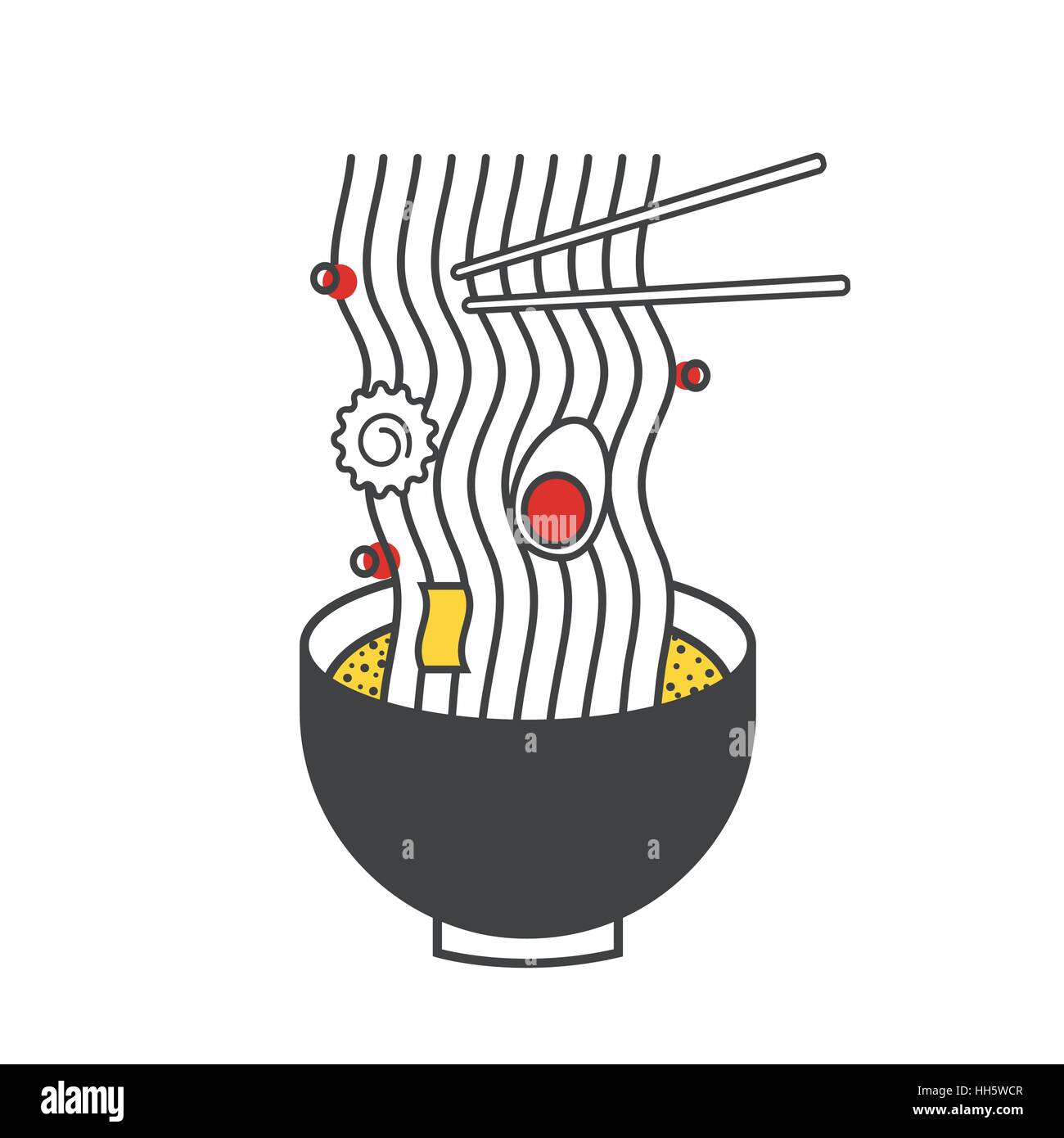 Ramen Noodle Icona concetto Illustratiion Illustrazione Vettoriale