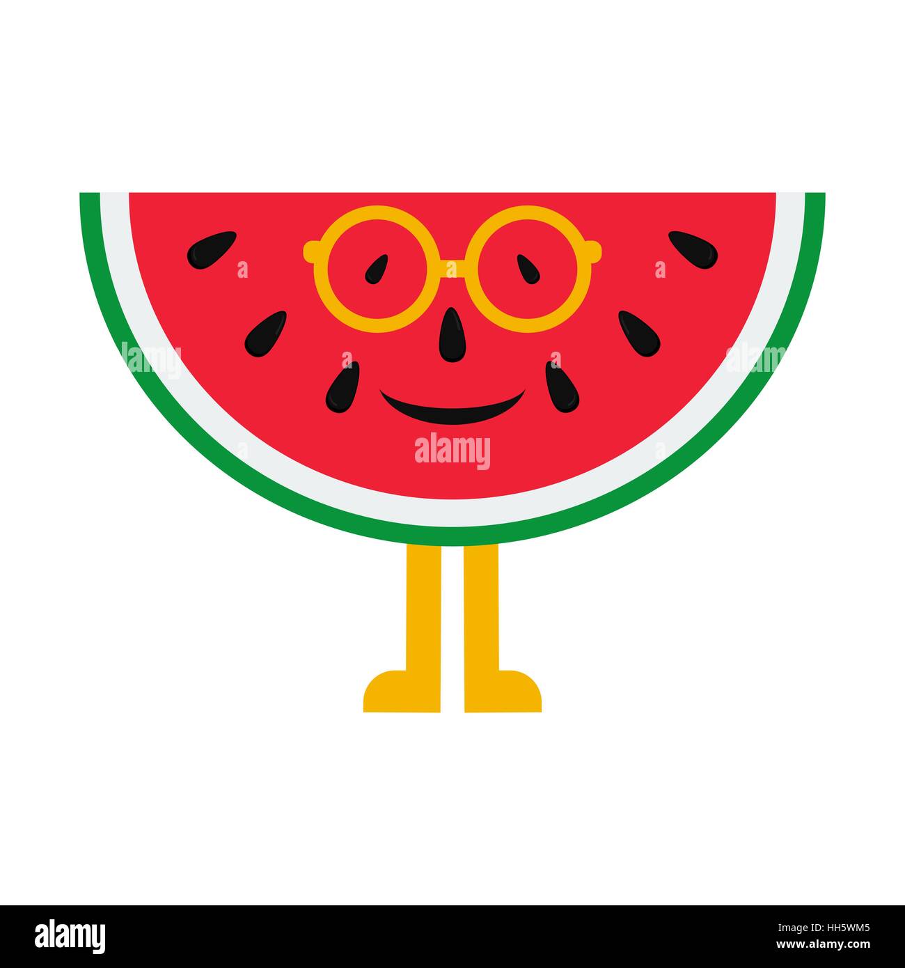 Allegro cartoon cocomero in bicchieri su sfondo bianco Illustrazione Vettoriale