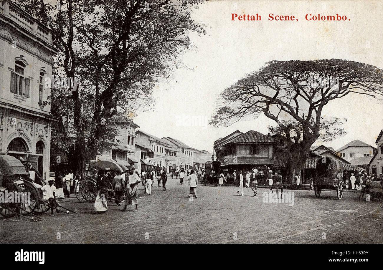 Street scene, Pettah, Colombo, Ceylon (Sri Lanka) Foto Stock