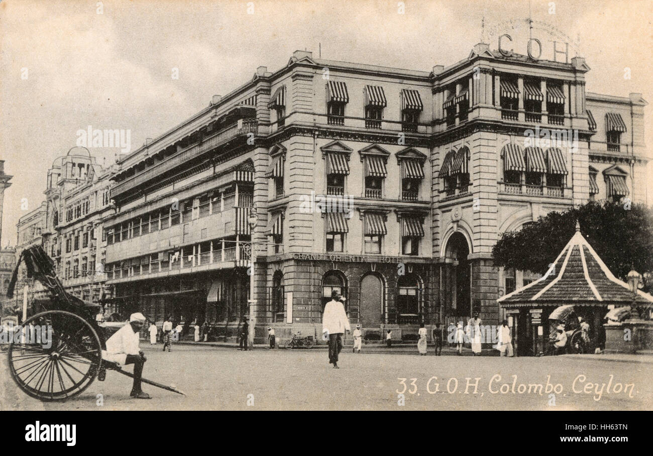 Grand Oriental Hotel, York Street, Colombo, Ceylon (Sri Lanka). Foto Stock