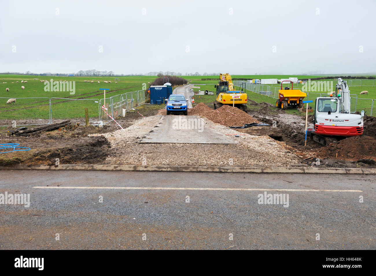 Anti-fracking protesta a Cuadrilla scisti del sito di gas che è attualmente in costruzione. Foto Stock