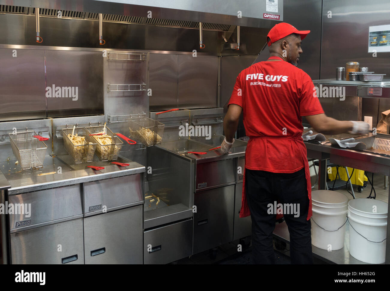 Cinque ragazzi burger store Foto Stock