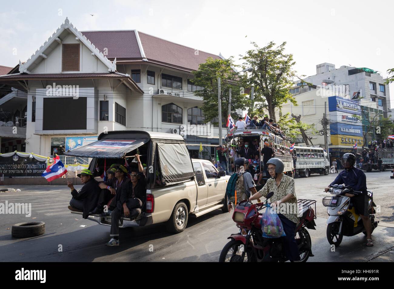 Bangkok, Tailandia - 19 febbraio 2014 agricoltori tailandesi protesta contro le politiche del governo. Foto Stock