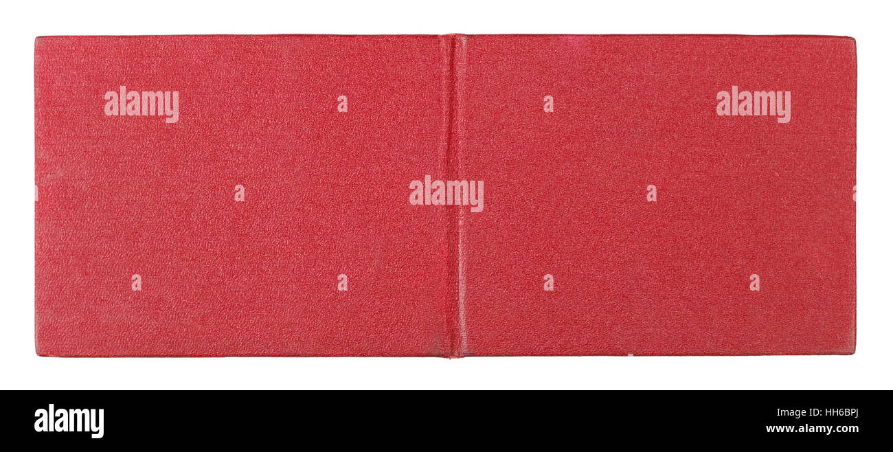 Il coperchio posteriore del standard certificato sovietica del dipendente del servizio speciale è fatto di artificiali in pelle rossa. Isolato su bianco Foto Stock