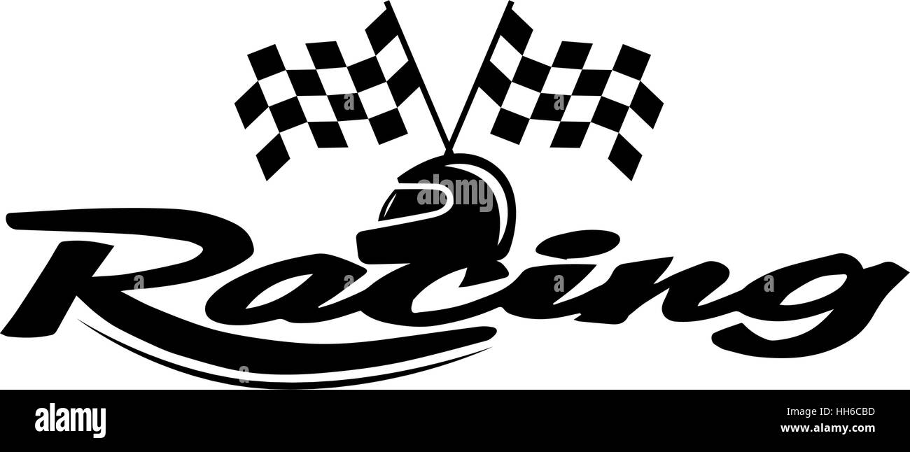 Racing con la bandiera a scacchi e casco. EPS 8 supportato. Illustrazione Vettoriale