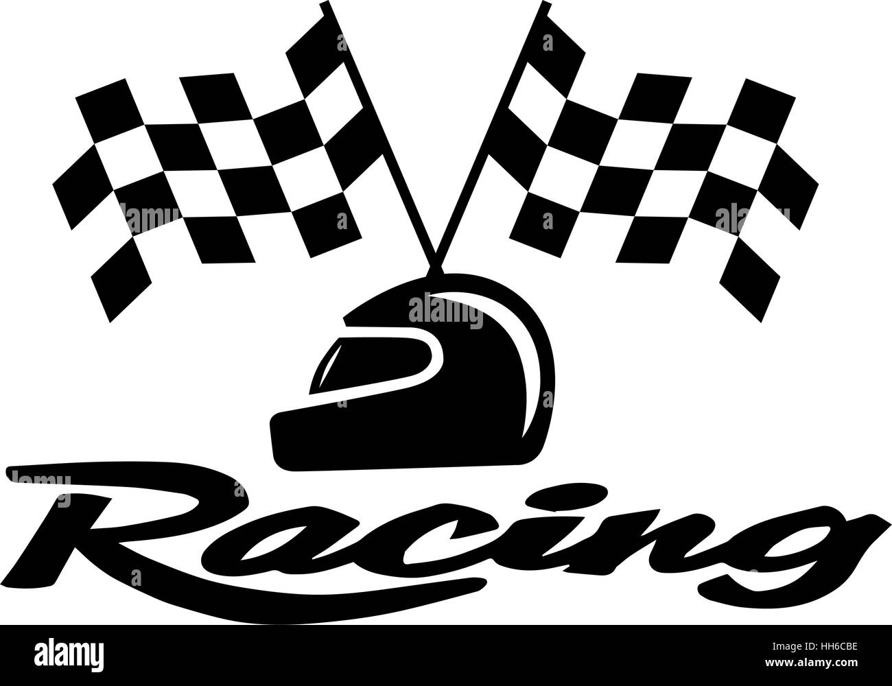 Racing con la bandiera a scacchi e casco. EPS 8 supportato. Illustrazione Vettoriale