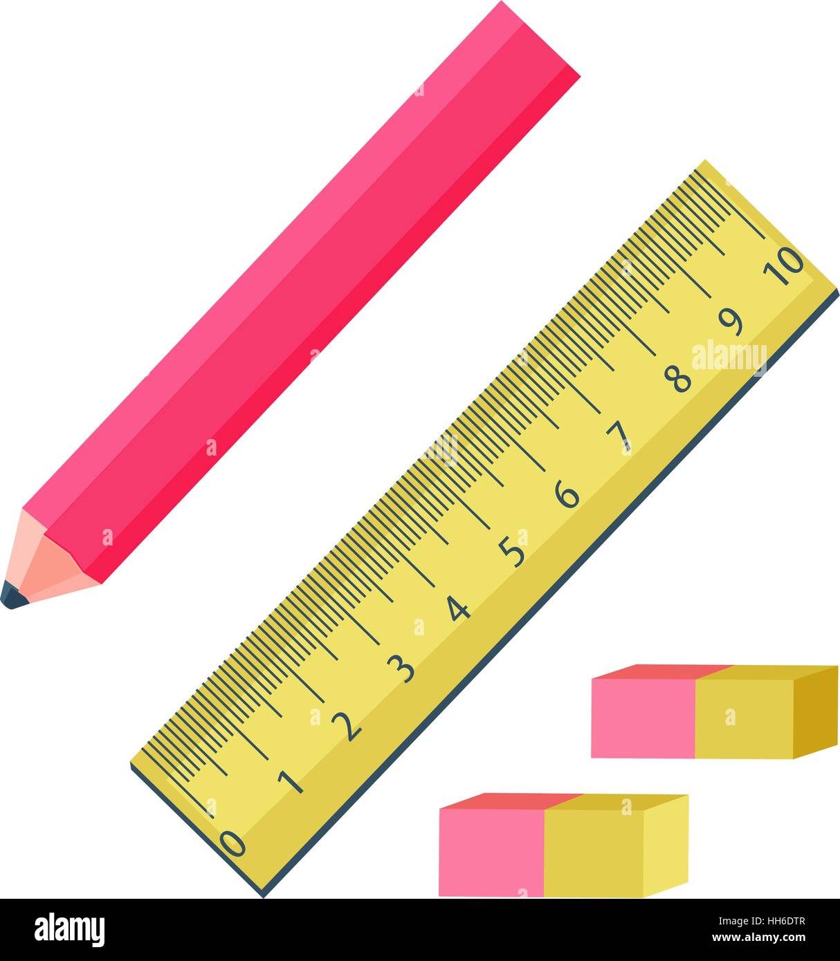 Gli strumenti di Office. La linea della matita di grafite e eraser steratelnye Illustrazione Vettoriale