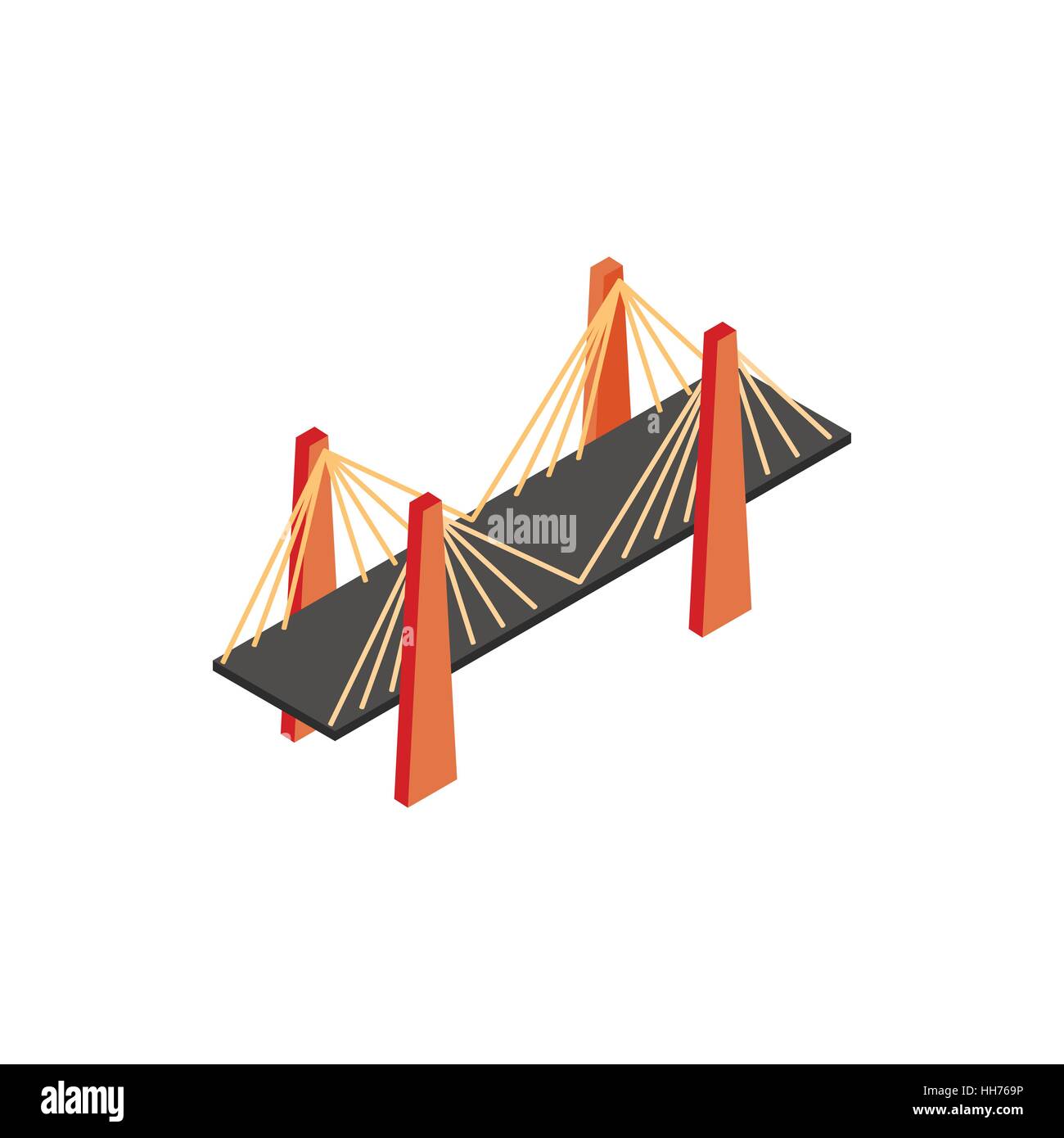 Cavo metallico sospensione icona ponte Illustrazione Vettoriale