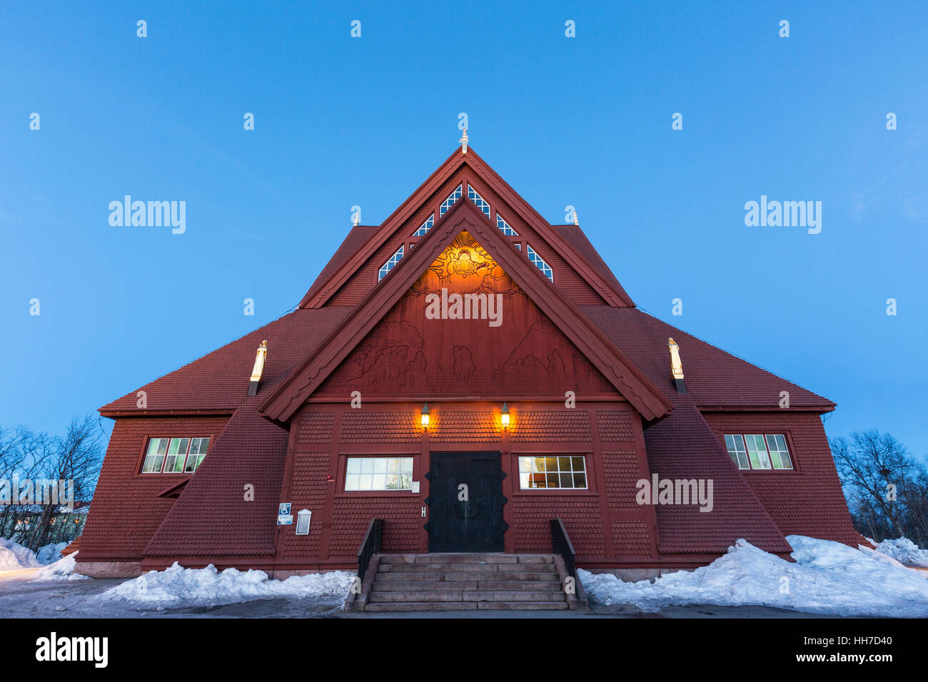 Chiesa di Kiruna, Kiruna kyrka, Lapponia, Svezia settentrionale, Svezia Foto Stock