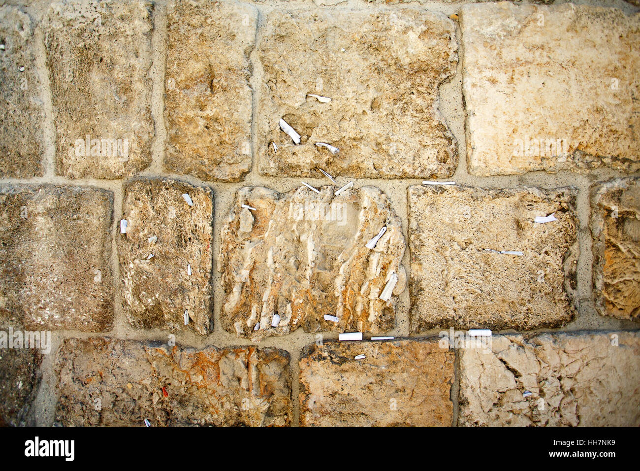 Close-up di note a Dio nel Muro Occidentale di Gerusalemme, Israele Foto Stock