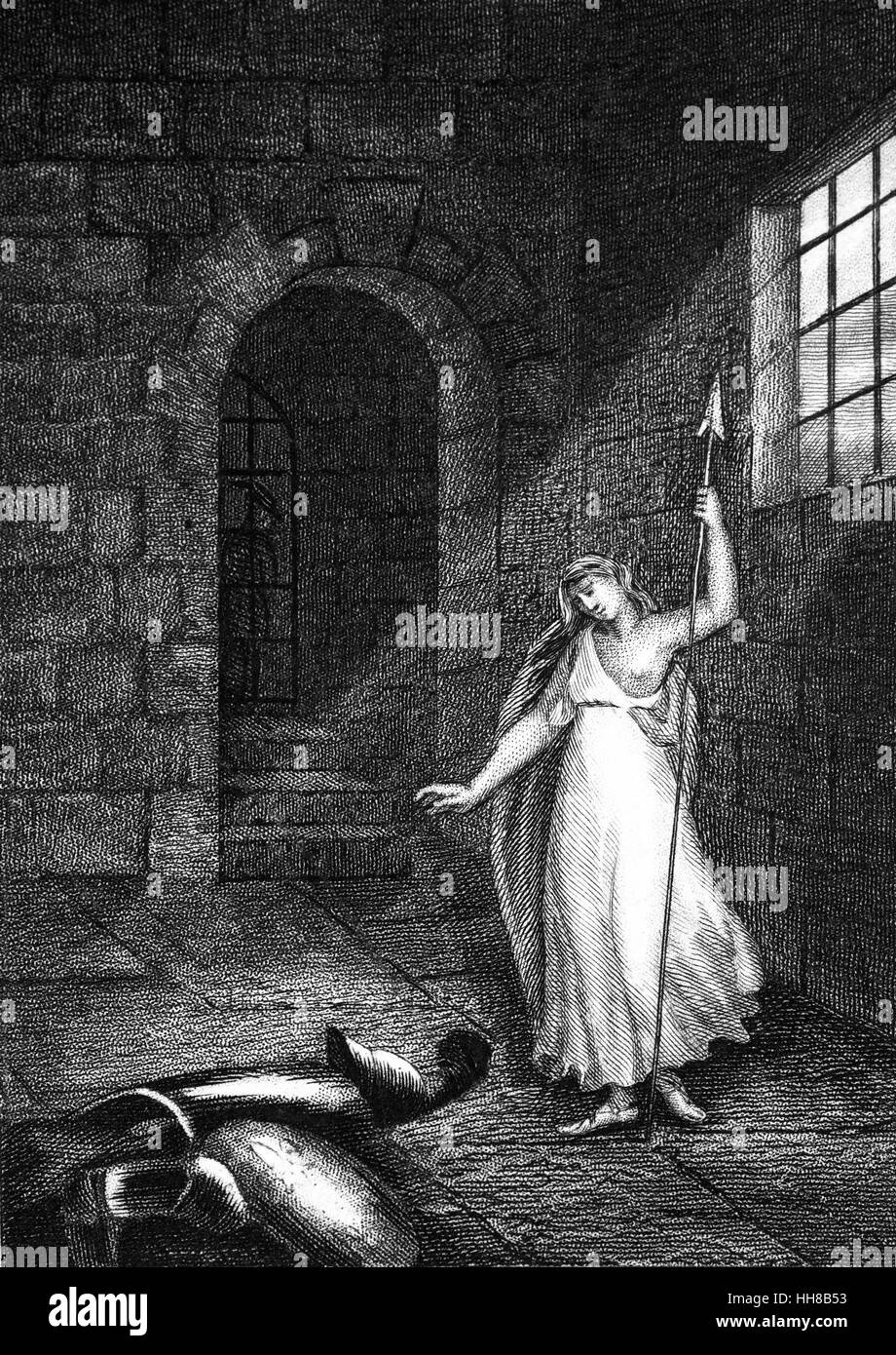 Giovanna d Arco imprigionato nel castello di Rouen durante le sue prove per eresia nel 1431prima di essere giudicati colpevoli e bruciato sul rogo. Foto Stock