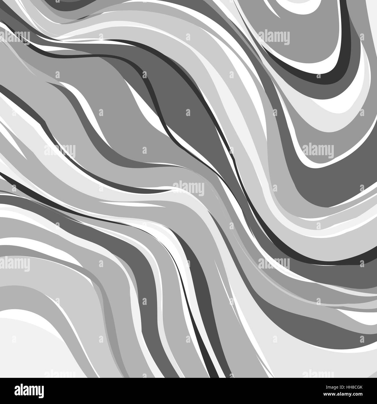 Arte creativa illustrazione. Immagine vettoriale. Superficie di marmo. Bella unica tessitura artigianale. Vernice liquida. Dipinto di onde. Insolito sfondo artistico. Abstract in bianco e nero art. Illustrazione Vettoriale