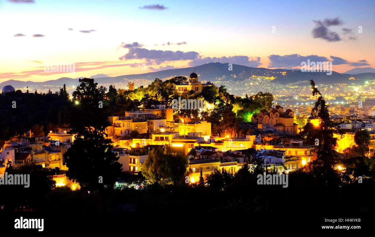 Collina delle Ninfe, Atene, Grecia Foto Stock