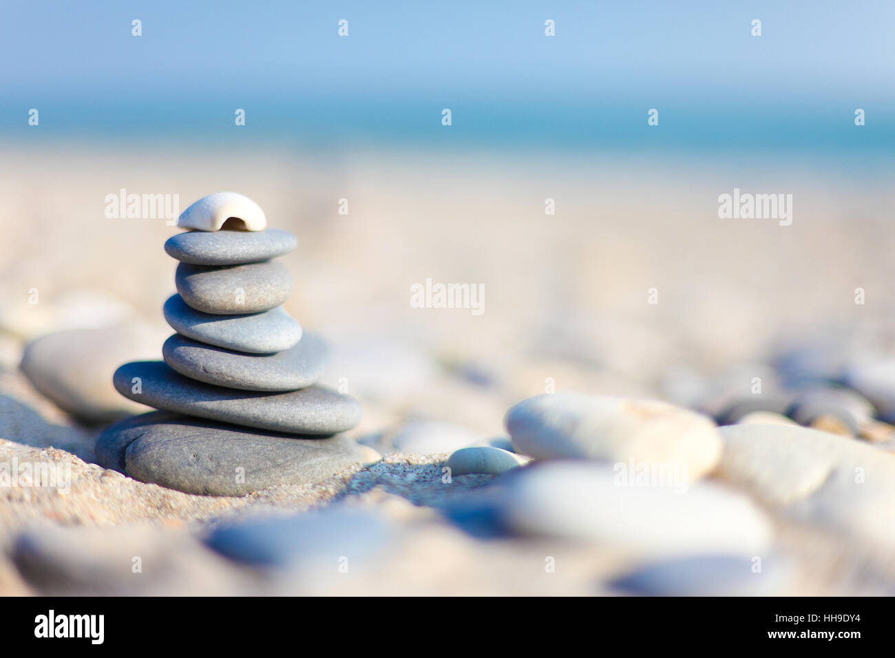 Memorial, closeup, pietra, spiaggia, mare, spiaggia, mare, shell, Foto Stock