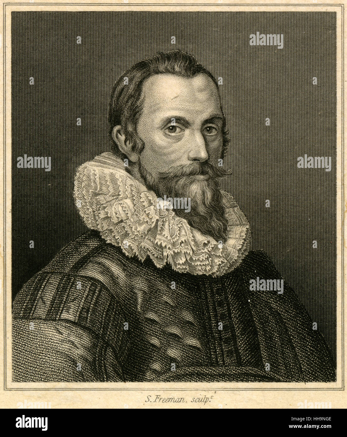 Antica incisione 1826, Sir John Garrard. Sir John Garrard (c. 1546-1625), è stata una città di Londra merchant, un membro della Venerabile Compagnia della Haberdashers, Buckinghamshire proprietario terriero e un sindaco di Londra. Fonte: incisione originale. Foto Stock