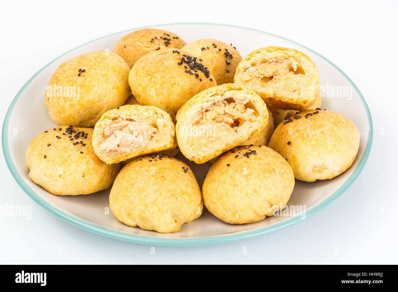 La piccola pasticceria con pesce e semi di Chia Foto Stock