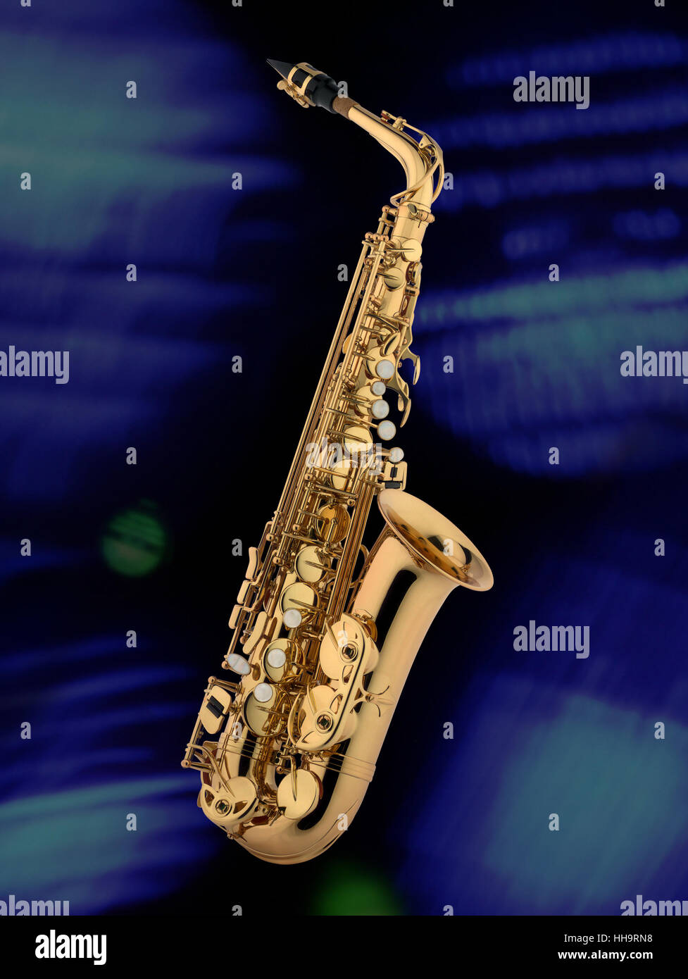 Blu, musica, umore, atmosfera, jazz, sassofono, misurare, strumento, metodo, Foto Stock