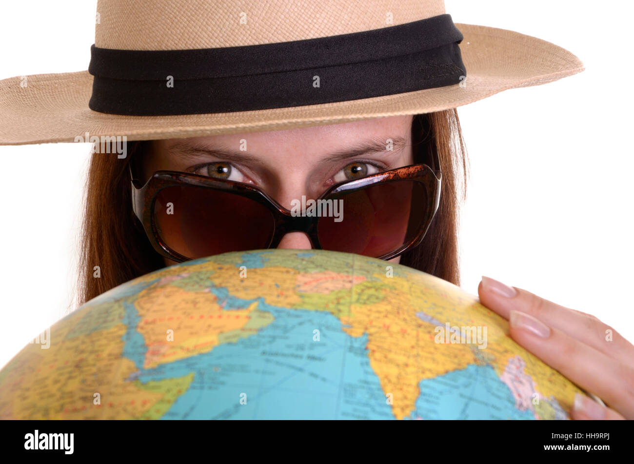 Donna, viaggi, vacanze, ferie, vacanze, vacanze, cappello, dapper, accosting, Foto Stock