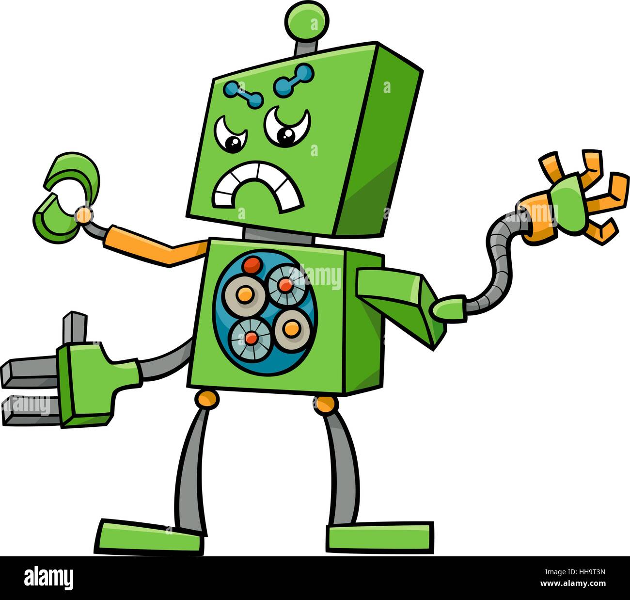 Illustrazione dei cartoni animati di Robot Fantascienza o personaggio di fantasia Illustrazione Vettoriale