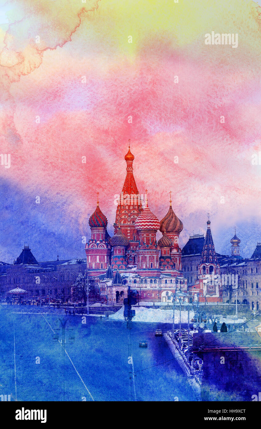 Foto luminose bel St basilici Cattedrale del Cremlino di Mosca Foto Stock