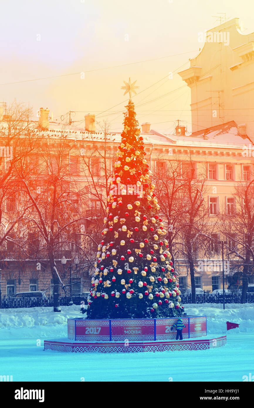 Foto miracolo bright Christmas Festive albero di Natale Foto Stock