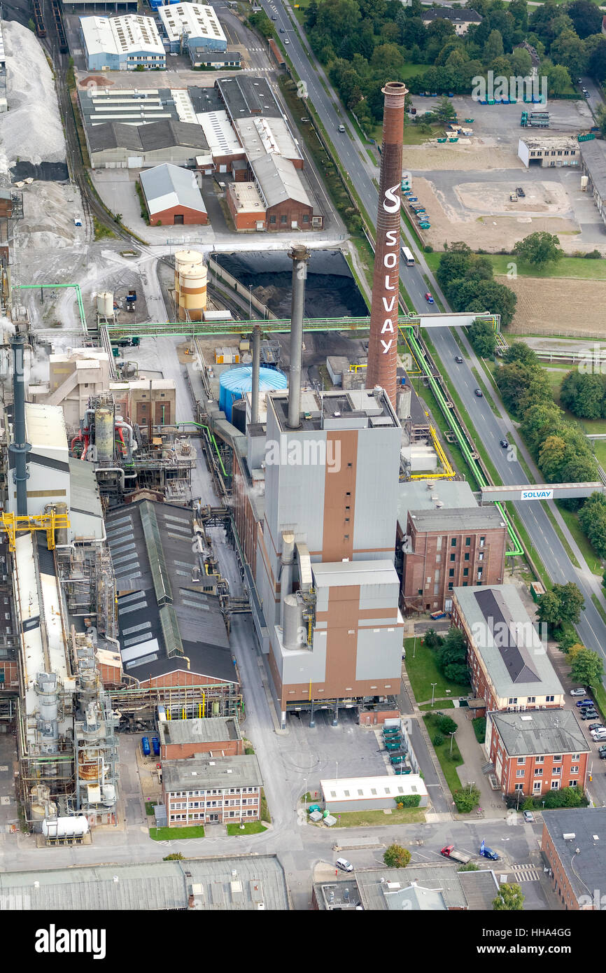 Solvaywerke, miniera di sale, la miniera di sale, Rheinberg, Basso Reno, Renania settentrionale-Vestfalia, Germania, Europa, vista aerea, uccelli-eyes view Foto Stock