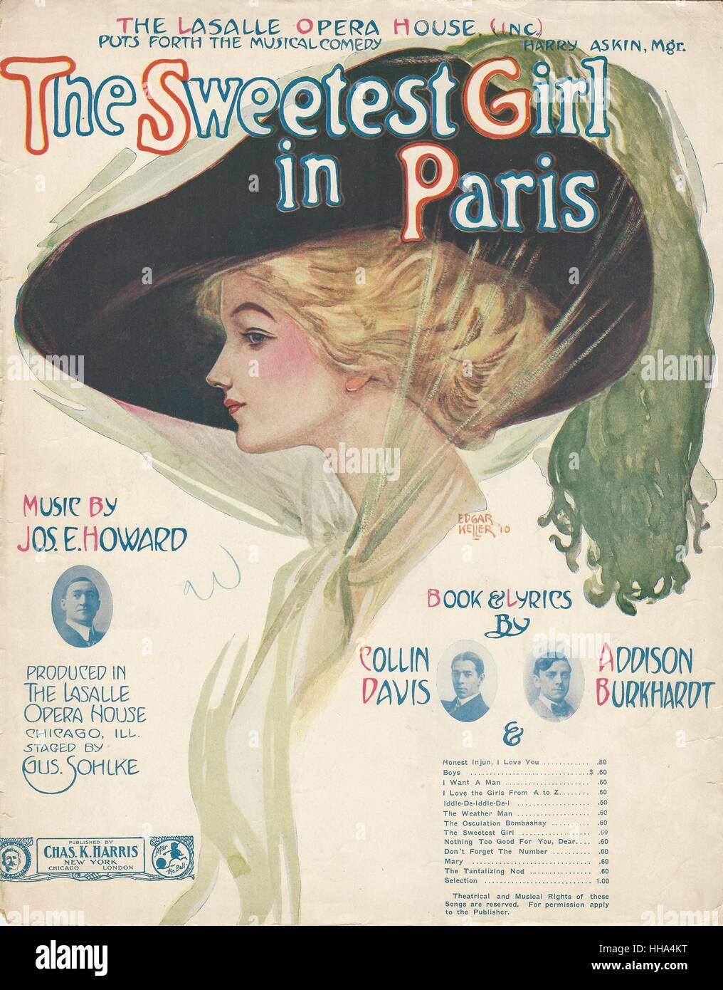 'La Sweetest Girl in Paris' 1910 Chicago Musical foglio di copertura di musica Foto Stock