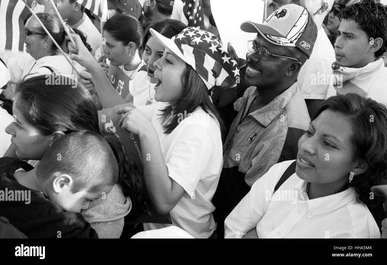 Una manifestazione pacifica al Rally di immigrazione tenutasi a Washington DC il 4.10.2006 Foto Stock