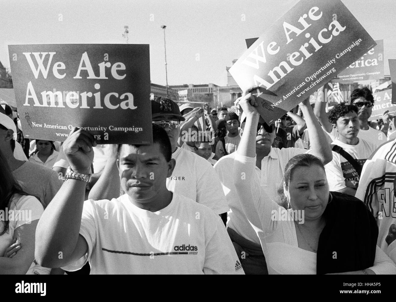 Una manifestazione pacifica al Rally di immigrazione tenutasi a Washington DC il 4.10.2006 Foto Stock