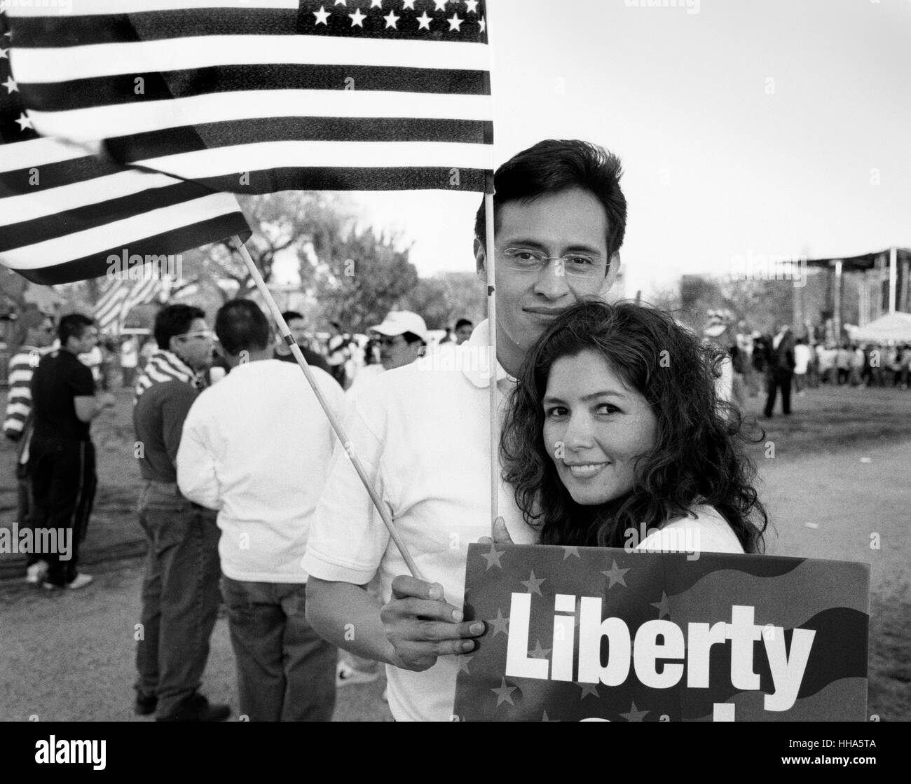 Una manifestazione pacifica al Rally di immigrazione tenutasi a Washington DC il 4.10.2006 Foto Stock
