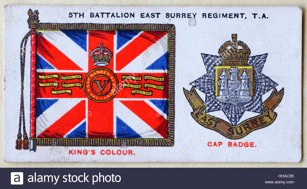 5° Battaglione East Surrey Regiment TA regimental standard e tappo badge Foto Stock