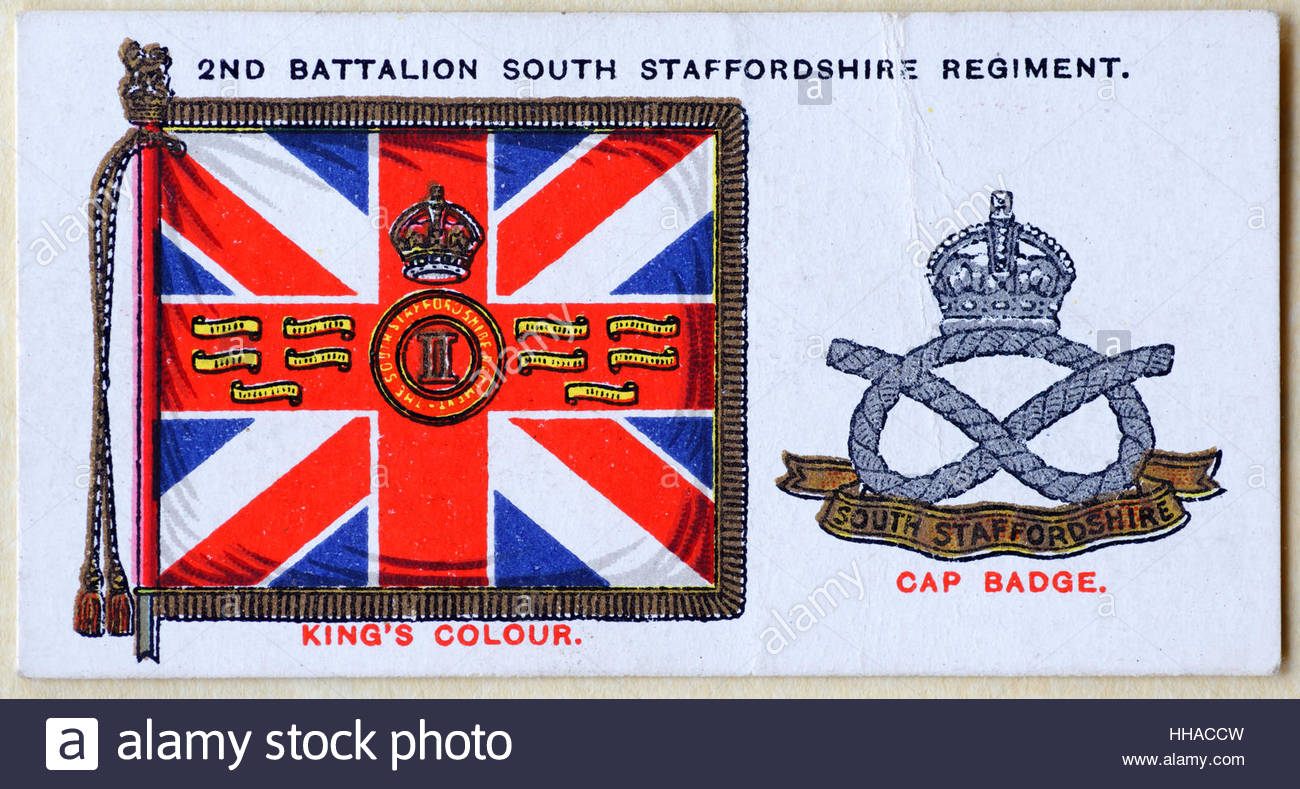 Secondo Battaglione South Staffordshire reggimento standard del reggimento e tappare il badge Foto Stock