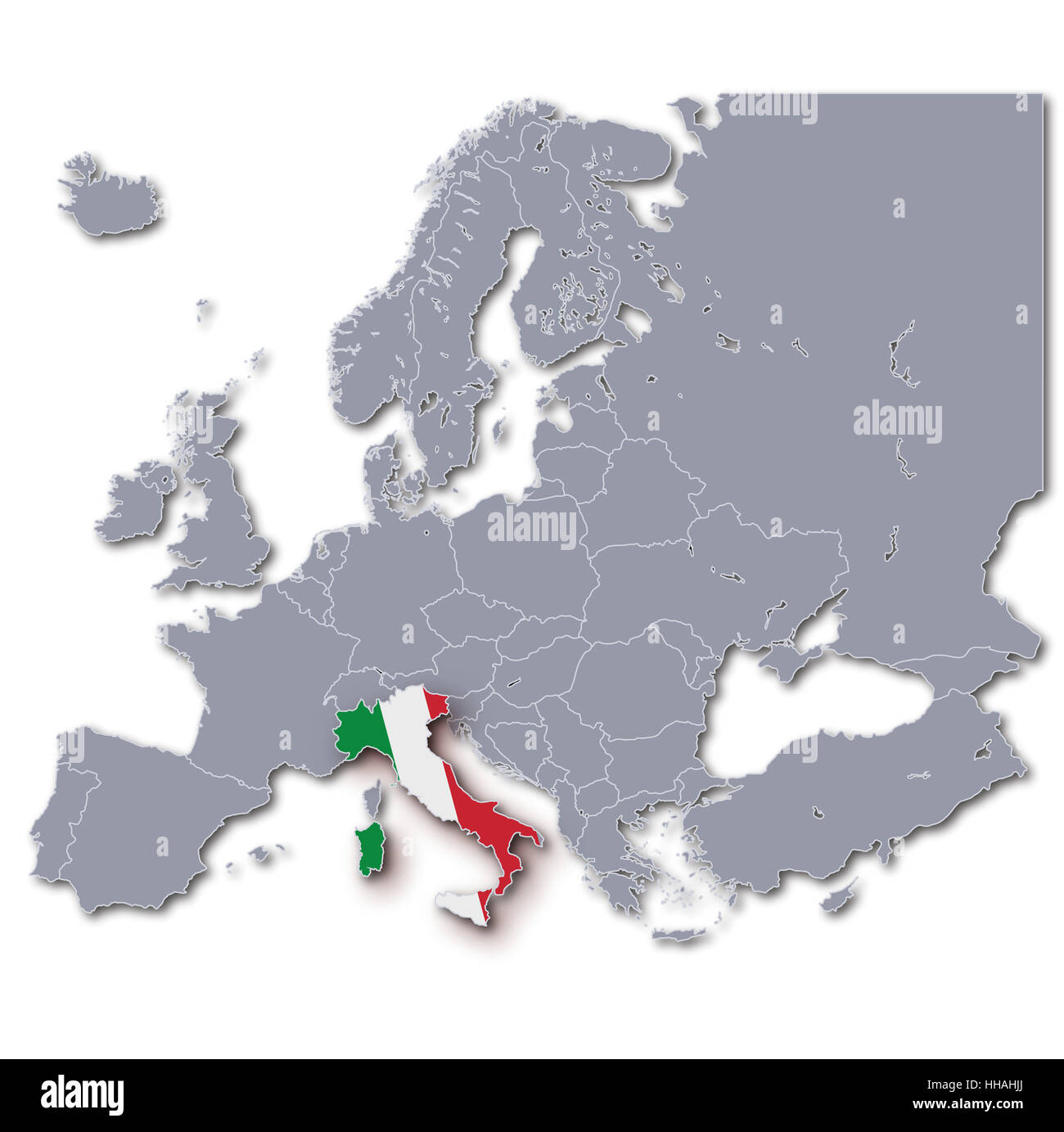 Europa mappa Italia Foto Stock
